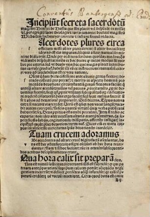 Secreta sacerdotum quae in missa teneri debent multum utilia