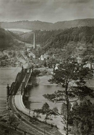 Bad Schandau, Eisenbahn- und Straßenbrücke über d. Elbe