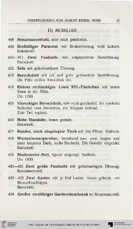Mobiliar (Nr. 408-467)