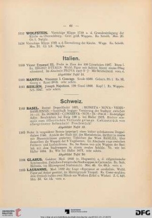 [Italien, Schweiz, Niederlande] (Nr. 1159-1169)
