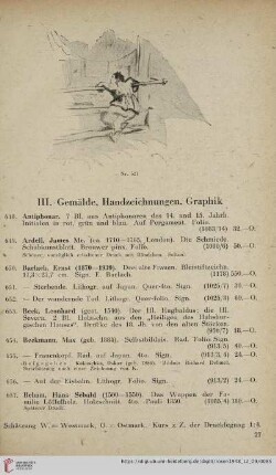 III. Gemälde, Handzeichnungen, Graphik (Nr. 648-878)