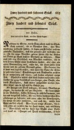 Zwey hundert und siebentes Stück