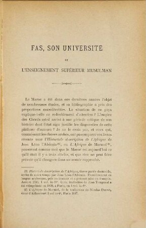 Fas, son université et l'enseignement supérieur musulman