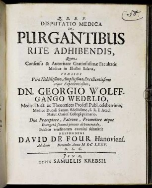 Disputatio Medica De Purgantibus Rite Adhibendis