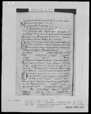 Graduale-Sakramentar-Lektionar — Initialen M, B und D, Folio 42verso