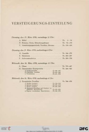 Versteigerungs-Einteilung