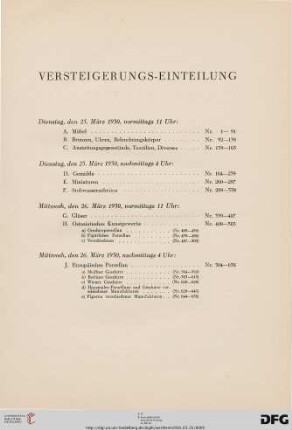 Versteigerungs-Einteilung