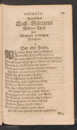 Poetisches Lust-Gärtgens Andere Theil von Allerhand weltlichen Gedichten.