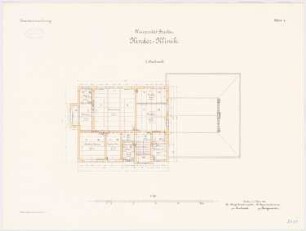 Universität Breslau Klinische Neubauten. Erweiterung. Kinderklinik: Grundriss 1. Obergeschoss 1:100