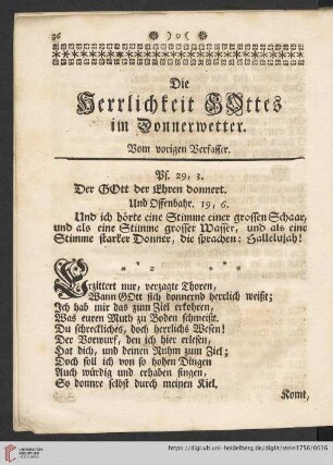 Die Herrlichkeit GOttes im Donnerwetter. Vom vorigen Verfasser