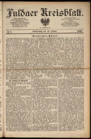 Erste Ausgabe vom Donnerstag, den 19. Januar 1899.