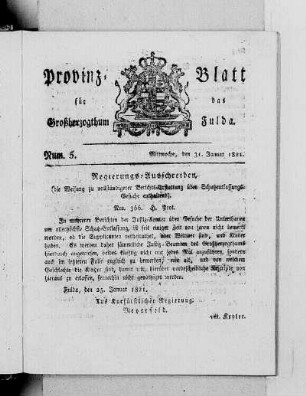 Num. 5, Ausgabe vom 31. Januar 1821
