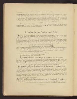 II. Industrie der Steine und Erden