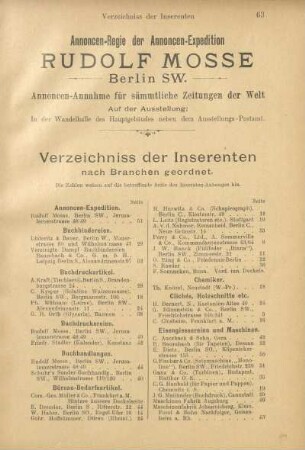 Verzeichniss der Inserenten