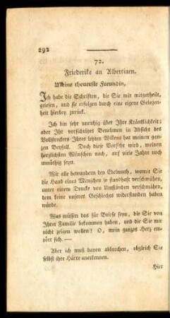 72. Friederike an Albertinen.