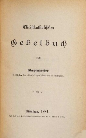 Christkatholisches Gebetbuch
