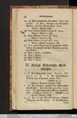 IX. Königl. Schottische Goldmünzen.