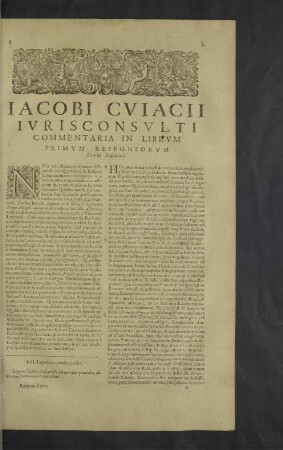 Iurisconsulti commentaria in librum primum responsorum