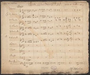 Lob Preis und Ehre bringen wir, Arr, V (3), winds - BSB Mus.ms. 16979 : [caption title:] Cantata auf das Dreyeinigkeits Fest. // comp. v: Dietter. 1819