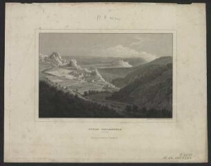 Ansicht von der Ruine Steinkallenfels, Stich, um 1870 : Stein-Callenfels bei Kirn / C. Wiessner del.. Stahlstich v. Carl Mayers K. A. in Nürnberg. - Kreuznach : R. Voigtländer , [vor 1869]. - 1 Kunstbl. : Stahlstich ; 17 x 11 cm