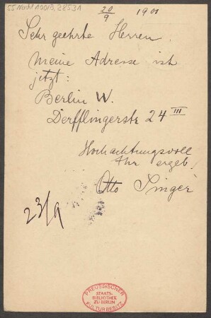 Brief an B. Schott's Söhne : 20.09.1901