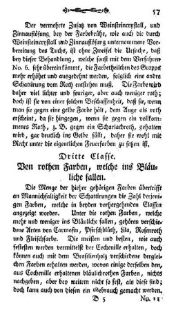 Dritte Classe. Von rothen Farben, welche ins Blauliche fallen