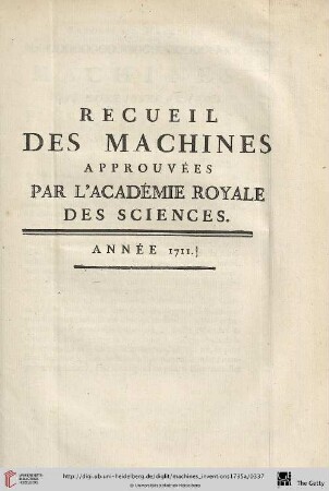 Recueil des Machines Année 1711