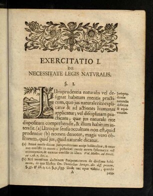 1-24, Exercitatio I. De Necessitate Legis Natvralis.