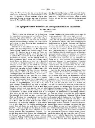Das sympathetische Interesse im naturgeschichtlichen Unterricht : (Fortsetzung)
