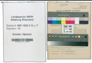 Entnazifizierung Heinrich Kronier , geb. 02.01.1887 (Oberbrandmeister)