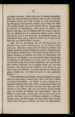 VI. [Verdampfung des Wassers und dessen Einsaugung in den Boden ...]