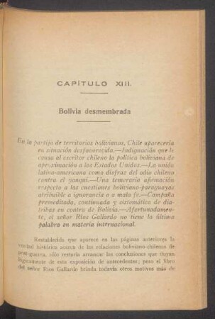 Capítulo XIII. - Bolivia desmembrada