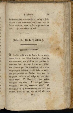 Zwölfte Unterhaltung. Christliche Landleute.