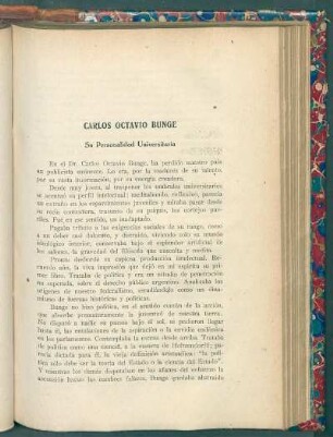 Carlos Octavio Bunge : Su personalidad universitaria