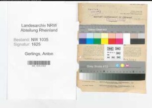 Entnazifizierung Anton Gerlings , geb. 15.11.1897 (Hauer)