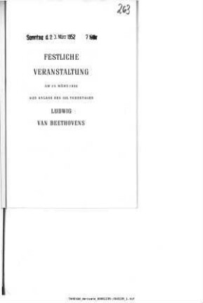 Festliche Veranstaltung [...] aus Anlaß des 125. Todestages [...] Beethovens
