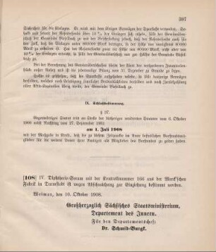 Nr. 108: Ministerialbekanntmachung, betr. Einziehung von Diphtherie-Serum