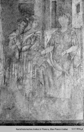 Untere Zone mit Apostelszenen : Flug des Simon Magus und Gebet des Petrus