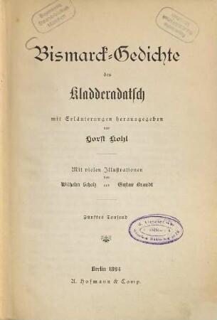 Bismarck-Gedichte des Kladderadatsch