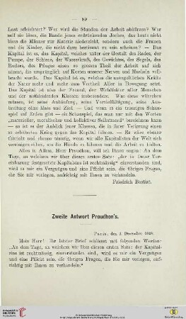 Zweite Antwort Proudhon´s