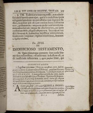 Tit. XVIII. De Inofficioso Testamento. - Tit. XX. De Legatis.