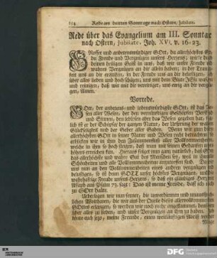 Rede über das Evangelium am III. Sonntage nach Ostern, Jubilate