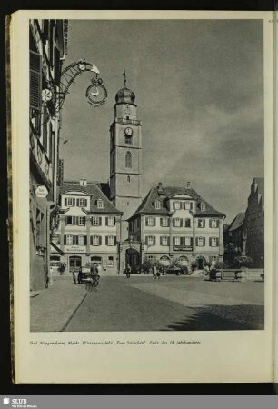 45 Bad Mergentheim, Markt. Wirtshausschild „Zum Straußen“. Ende des 18. Jahrhunderts