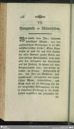 VII. Ganganelli an Melanchthon