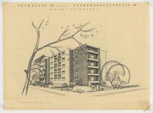 Wohnhaus Taunusstraße 26 / Stubenrauchstraße 25, Berlin-Friedenau: Perspektivische Ansicht
