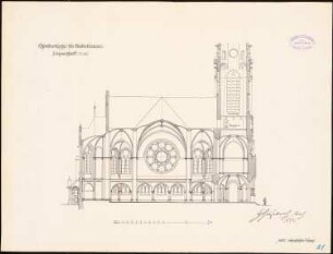 Christuskirche, Unterbarmen: Längsschnitt 1:125