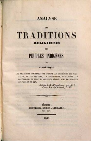 Analyse des Traditions religieuses des peuples indigènes de l'Amérique