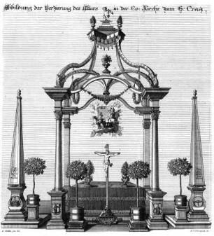 Abbildung der Verzierung des Altars in der Ev. Kirche zum H. Creuz.