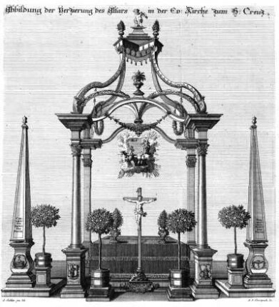 Abbildung der Verzierung des Altars in der Ev. Kirche zum H. Creuz.
