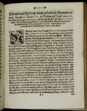 Würtzburgische kurtz- doch gründliche Beantwortung/[...]